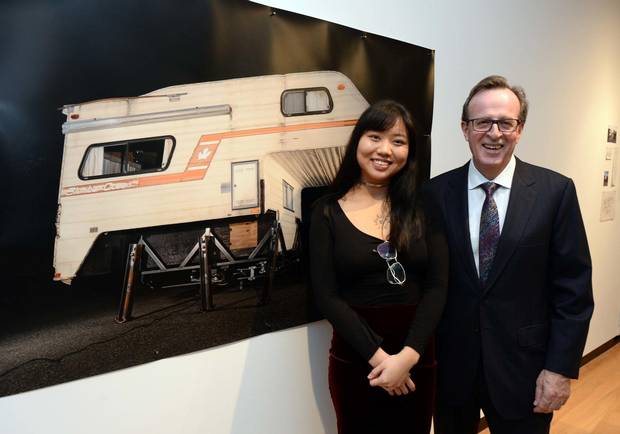 National winner Xiao Xue and Gilles Oullette at the BMO 1st Art! Exhibition.