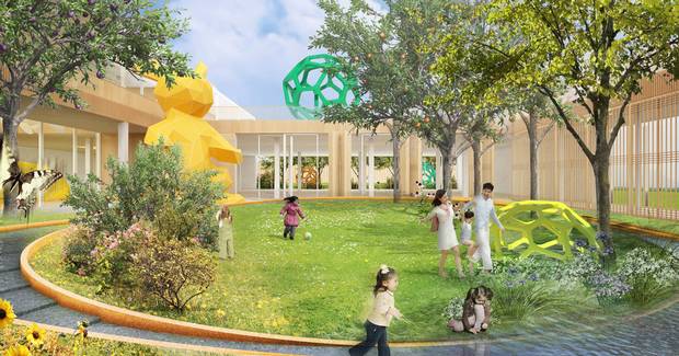 Office OU's design for the exhibition courtyard of the Children's Museum.