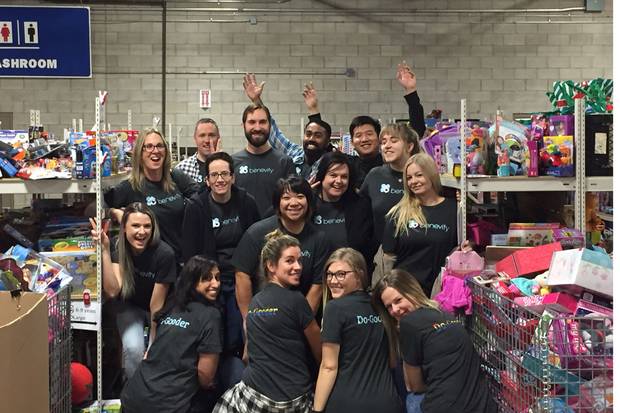 Benevity’s marketing team volunteers through the Toy Mountain group. All employees volunteer during their first week of working at the company.