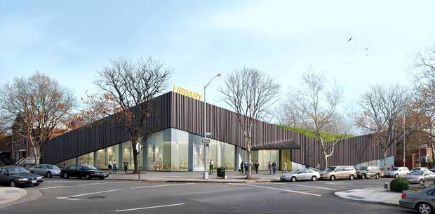 Kew Gardens Hills branch library in Queens, N.Y., by the office WORK AC.