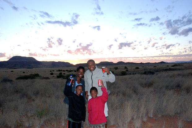 Heather Greenwood Davis and her family on a safari in Namibia over Christmas 2011, the first year they decided to boycott gifts.