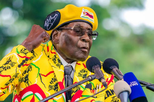 Zimbabwe President Robert Mugabe addresses members of his party gathered at their headquarters on Nov. 8. Mr. Mugabe, the world’s oldest head of state, aims to win one more election which would propel him into a fifth decade of rule.