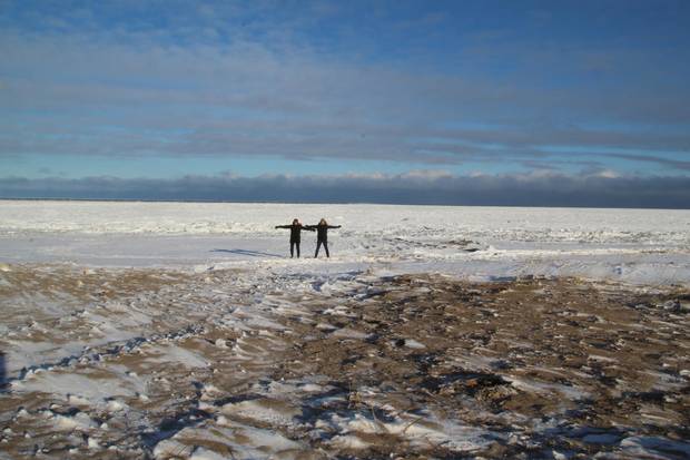 Anderson and VanVellen on the tundra near Churchill, Man.