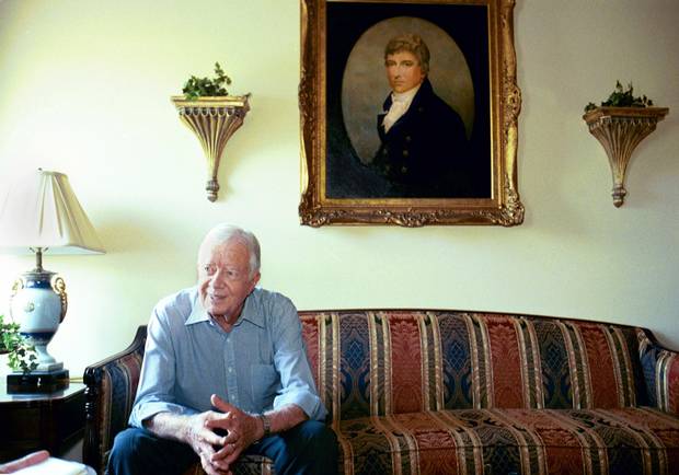 Former U.S. president Jimmy Carter at the Historic Plains Inn & Antique store in Plains, Ga., in 2003.