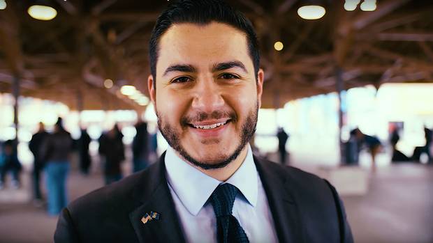 At 32 years old, Abdul El-Sayed, shown in an image from his campaign launch video, would, if elected, be the youngest U.S. state governor since Bill Clinton was elected in Arkansas in 1978.