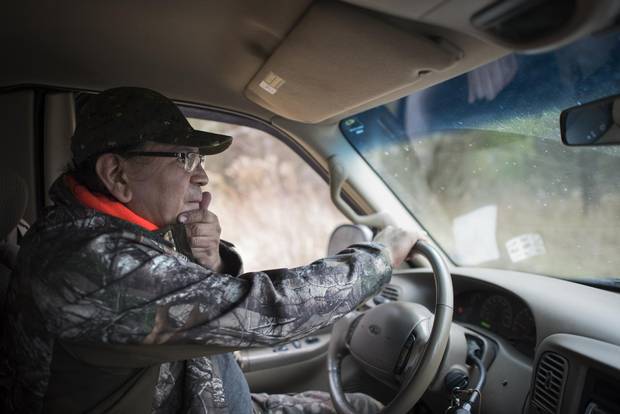 Brian Skye, co-leader of a six-day hunt, and member of the Haudenosaunee Wildlife and Habitat Authority, drives visitors into Short Hills Provincial Park on Dec. 5, 2017.