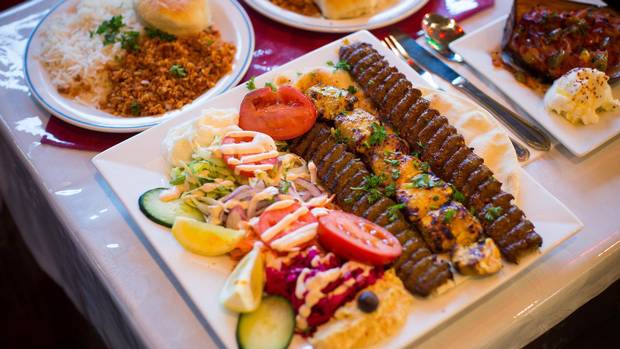 The Adana meat platter dish at Saray Turkish Cuisine restaurant in Vancouver