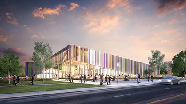 A rendering of the Albion library, designed by the Toronto office of architects Perkins + Will