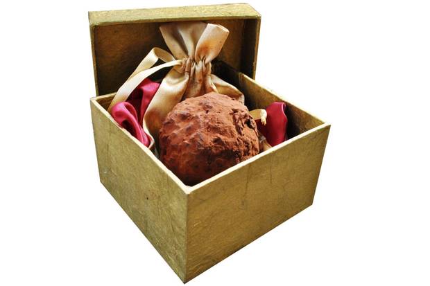 This chocolate truffle is made by a Connecticut chocolatier and costs $320. It has a real French truffle inside.