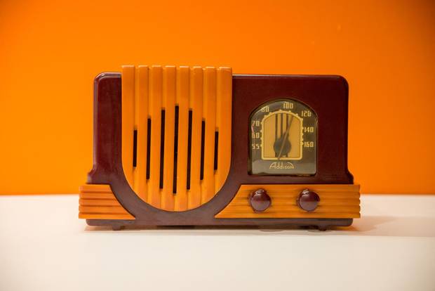 Addison Radio, 1940: This ‘Waterfall’ model created in a Toronto plant after the Second World War and popular among collectors, is made of Catalin, a phenolic resin that took on vivid hues better than other plastics of the time.