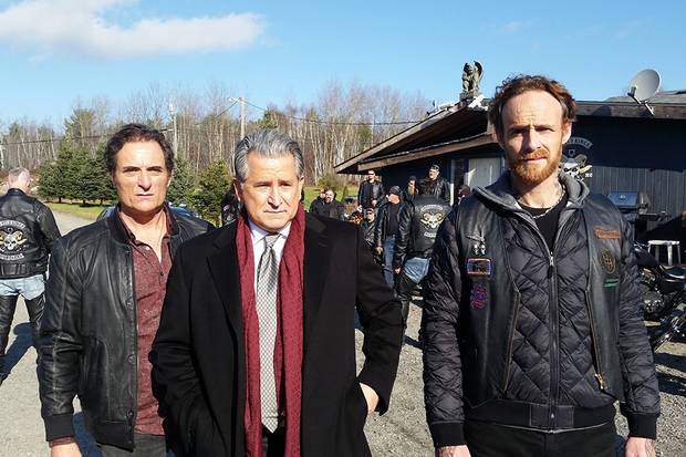 Kim Coates, Anthony LaPaglia and and Vincent Leclerc on the set of Bad Blood.