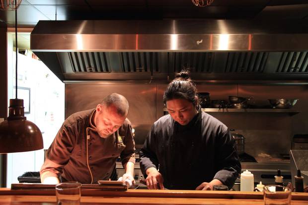 Harvest Eatery's Owner and Chef Rusty Thienes preps alongside Chef de Cuisine Chriel Pangilinan (Shaunavon)