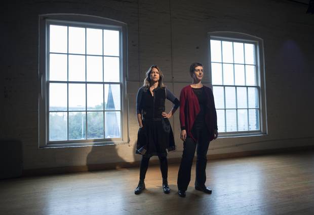 Nightwood Theatre’s artistic director Kelly Thornton, left, and managing director Beth Brown stand in the Ernest Balmer Studio in Toronto’s Distillery District on Oct. 30.