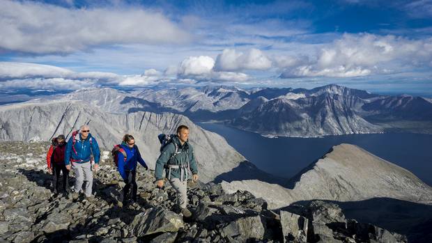 Hikers are pictured at Razorback Range in Torngat Mountains National Park.