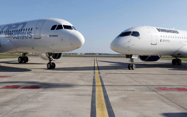 An Airbus A320neo and a Bombardier CSeries aircraft were hauled out for the backdrop at the news conference in October to announce the partnership.