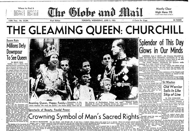 The Globe and Mail’s front page, June 3, 1953.