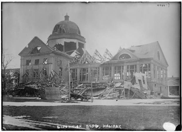 The damaged Exposition building in Halifax.