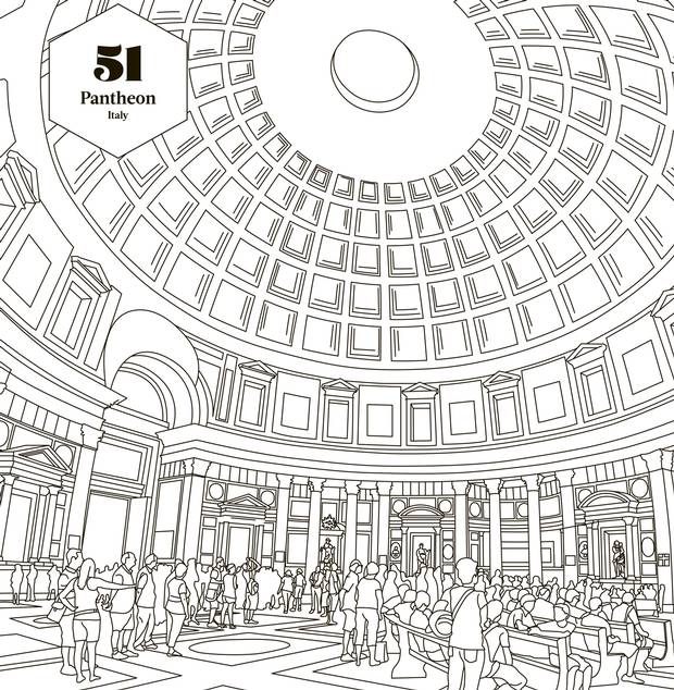 The Pantheon in Rome ranks number 51 in Lonely Planet’s Ultimate Colouring Book: The 100 Best Places on the Planet ... to Colour. The nearly 2,000-year-old temple – famous for its exterior granite Corinthian columns and its interior concrete dome – makes the cut for being ‘one of the most influential buildings in the Western world.’