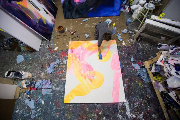 Toronto painter Erin Loree prepares a piece for a show opening in January. 