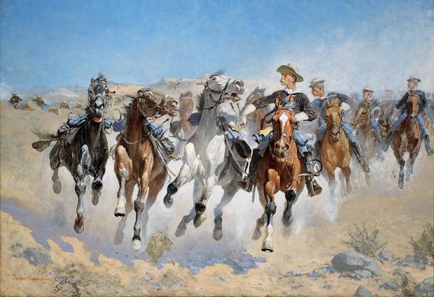 Frederic Remington Dismounted: The Fourth Troopers moving the Led Horses, 1980, Oil on canvas, 86.5 x 124.3 cm, Williamstown, Massachusetts, Sterling and Francine Clark Art Institute
