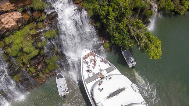 At King Cascades Falls, you don’t even need to leave the boat to get soaked.