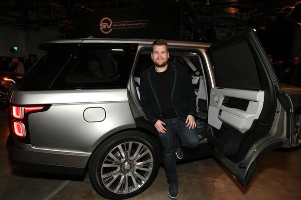 James Corden and the Range Rover SVAutobiography at an exclusive customer preview in Los Angeles on Nov. 28, 2017.
