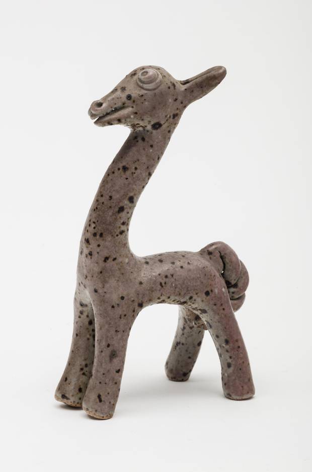 Kjeld and Erica Deichmann were of Danish descent but based in New Brunswick, where they started one of Canada’s first studio’s devoted to pottery. Their fanciful Goofus animals (1950-1963) are made of stoneware with an oatmeal glaze.