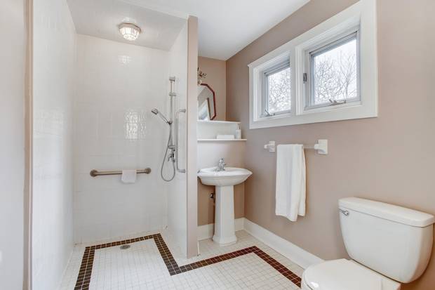 An accessible shower stall was added on the second floor.