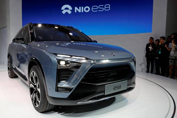 Chinese electric vehicle start-up Nio unveils its ES8 SUV.