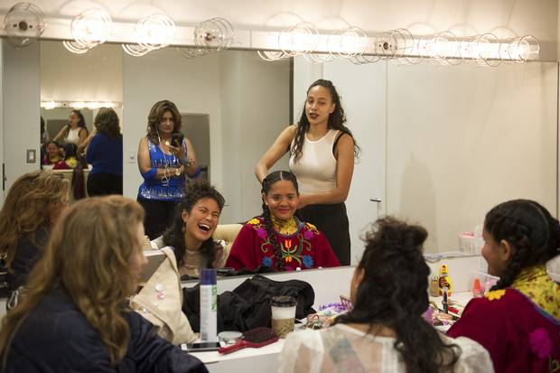 Pimienta, second from right, laughs with fellow performers Simone Schmidt, left, of The Highest Order, April Aliermo, centre, of Phedre, and friend and multidisciplinary artist Ruth Titus, right.