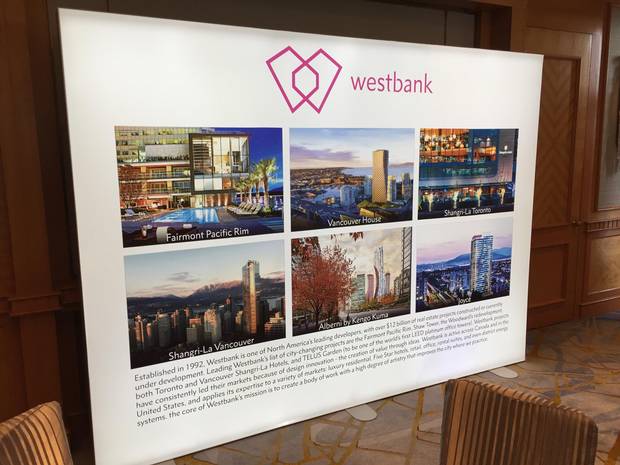 A poster from developer Westbank at a Singapore sales presentation.