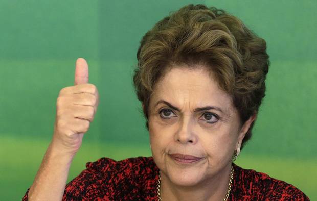 Brazil's President Dilma Rousseff gestures during a meeting with social movements at Planalto Palace in Brasilia on Dec. 17, 2015.