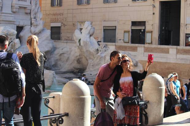 The Trevi Fountain, one of Rome's most popular tourist stops.
