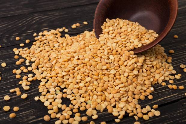 Yellow peas are the preferred choice for new foods because of their neutral colour and taste.