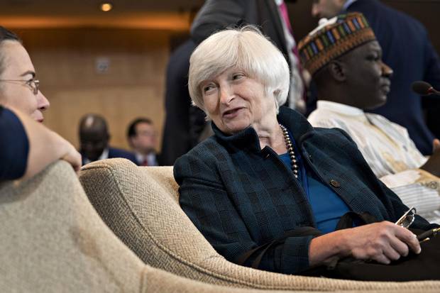 U.S. Federal Reserve chair Janet Yellen attents a meeting in Washington on Oct. 14., 2017.