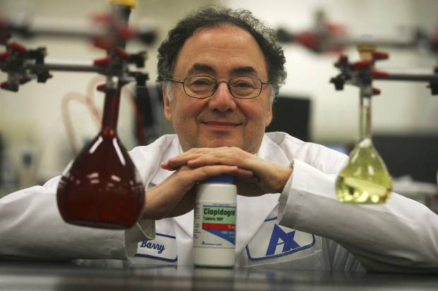 August, 2006: Barry Sherman is shown with a container of clopidogrel bisulfate, a generic drug for heart disease then newly approved by the U.S. Food and Drug Administration.