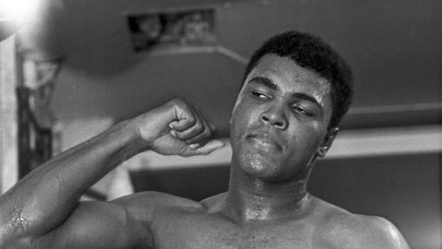 Cassius Clay [Muhammad Ali] boxing at his training camp in Toronto, March 25, 1966.