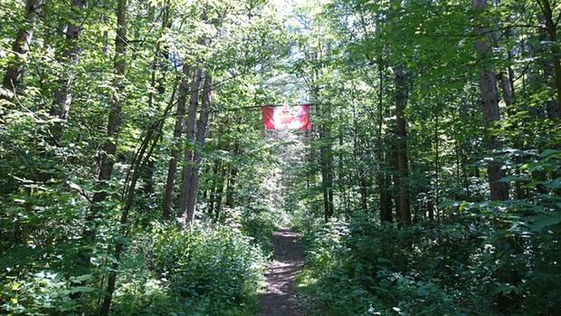 A Canadian flag flies near Coppin’s Corners in Walker Woods.