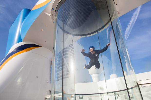 Royal Caribbean’s Quantum class ships feature a RipCord by iFLY skydiving simulator.