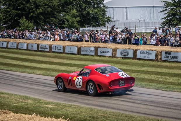A Ferrari 250 GTO takes on the Goodwood track.