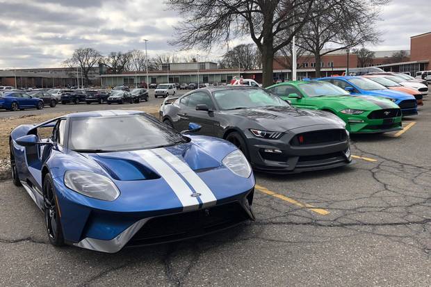 A lineup of Ford vehicles are seen at the auto maker’s product development centre in Dearborn, Mich., on March 15, 2018.