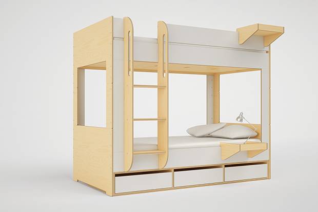 The Cabin bed by Casa Kids can be reconfigured with various sleeping and storage units.