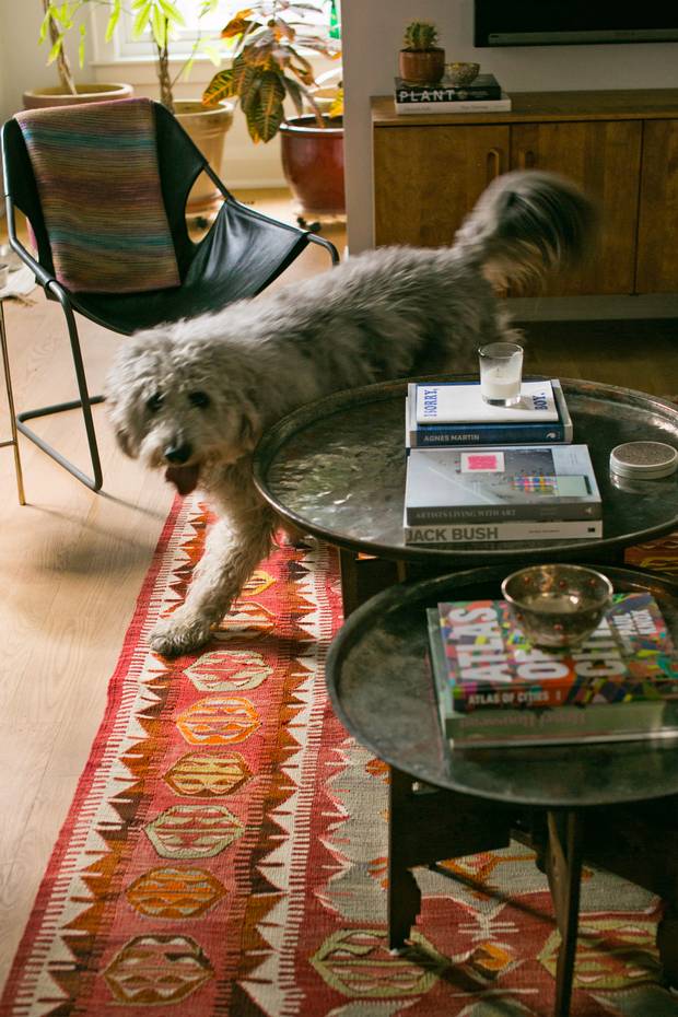 Turkish coffee table and throw rug detail found in Yasemin Emory favourite room in Kendal Avenue home in Toronto. The open concept kitchen/living room with it‚Äôs warming fireplace to one side a giant kitchen island to the other and a breakfast nook on the side is the place she love‚Äôs the best. Glenn Lowson photo/The Globe and Mail