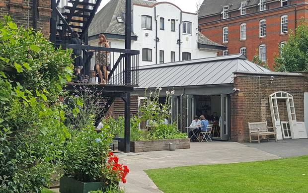 Enjoy a light meal at Rochelle Canteen underneath the roof of a converted bike shed.
