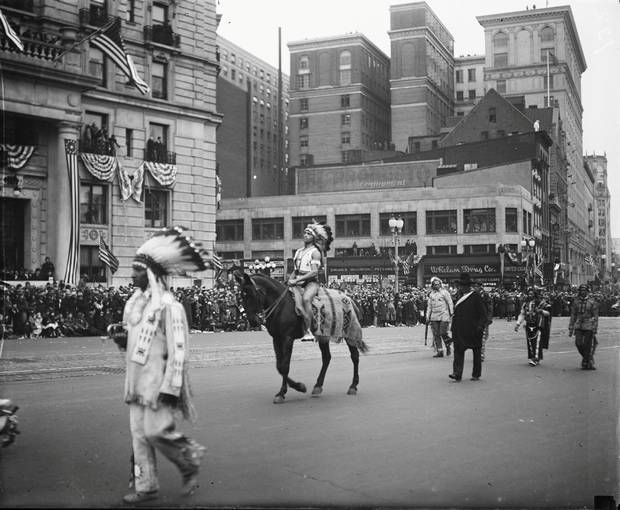The inaugural parade for Franklin Roosevelt in Washington, D.C., U.S. in March 1933. Roosevelt's first term was the last to commence on March 4th. The 20th amendment, ratified in January 1933, moved Inauguration Day to January 20th.