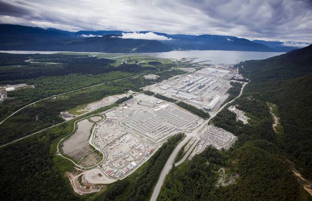 The Rio Tinto smelter facility is seen in this aerial photo taken near Kitimat, B.C., on June 6, 2015.
