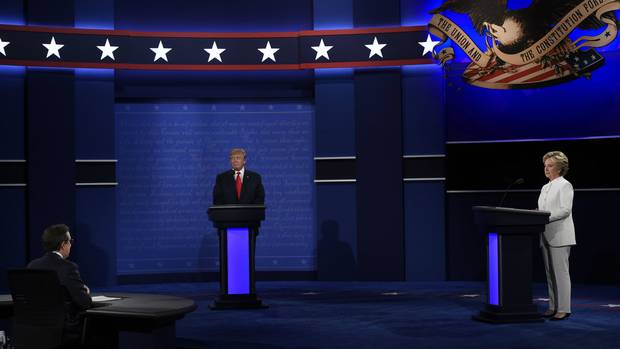 Donald Trump and Hillary Clinton are seen at the final presidential debate.