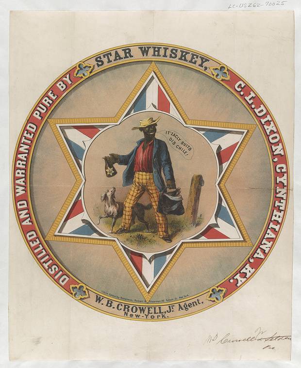 Whisky’s racist advertising of the 1850s exploited the tropes of minstrelsy that portrayed black people as lazy, simple-minded buffoons.