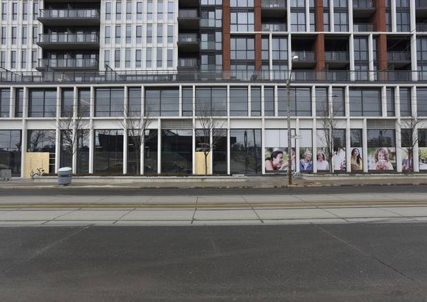 Store fronts sit empty along Dundas St. East near Sumach St., March 17 2016. The city is trying to encourage builders to create more affordable commercial spaces to create a tenant mix that isn't dominated by chains. 