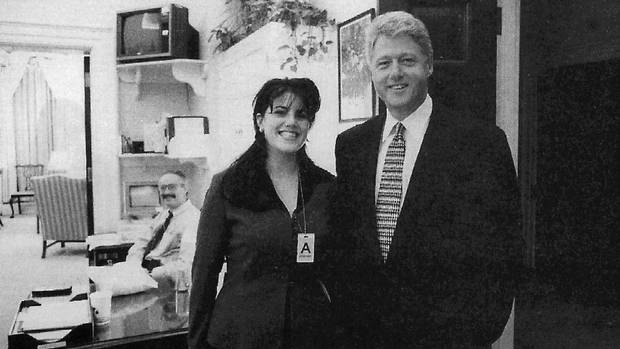 A 1995 White House photo of President Bill Clinton and intern Monica Lewinsky. The photo was part of 3,183 pages of evidence chronicling his relationship with Monica Lewinsky in explicit detail.